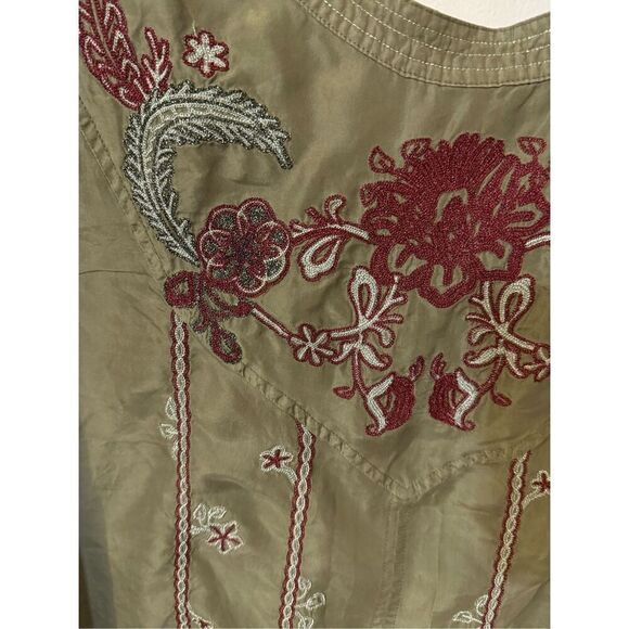 Vintage Da-nang Silk Green Embroidered Unique Top Small - Picture 5 of 7